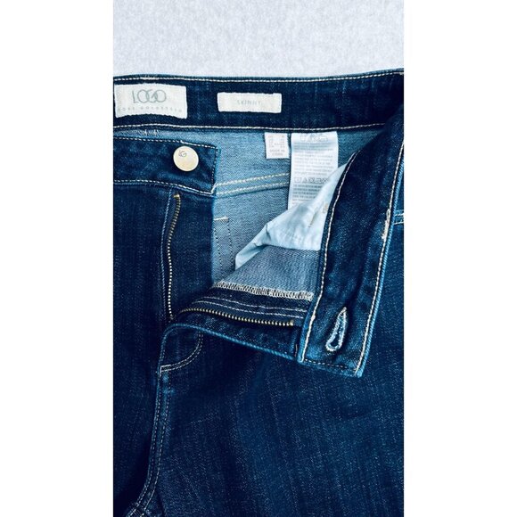 Logo Lori Goldstein Skinny Jeans Size 8 Dark Wash Major Embroidered on Pocket - Picture 12 of 16